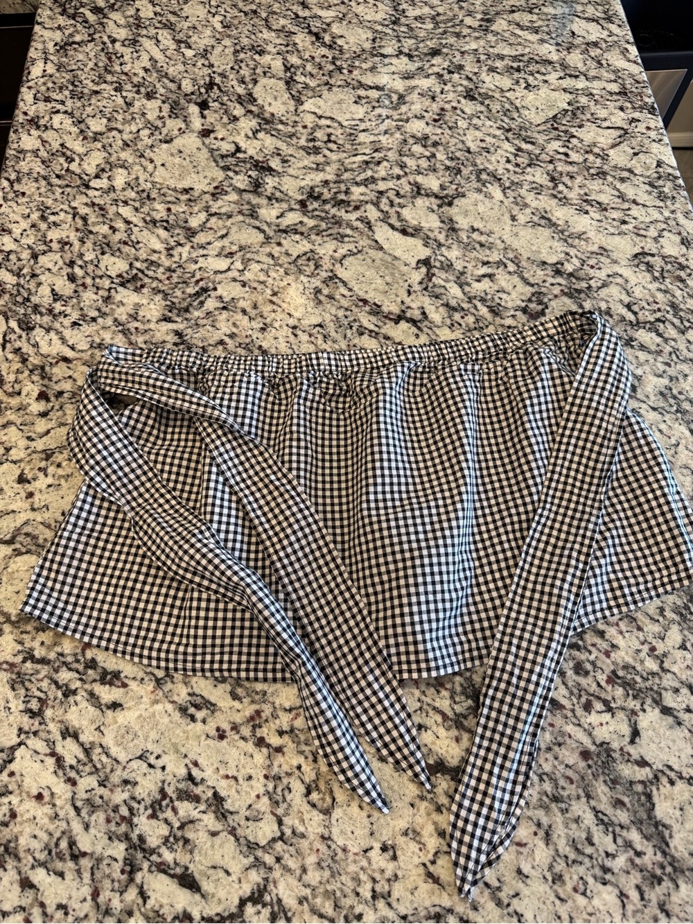 ASOS Black & White Gingham shoulder ties crop top US10